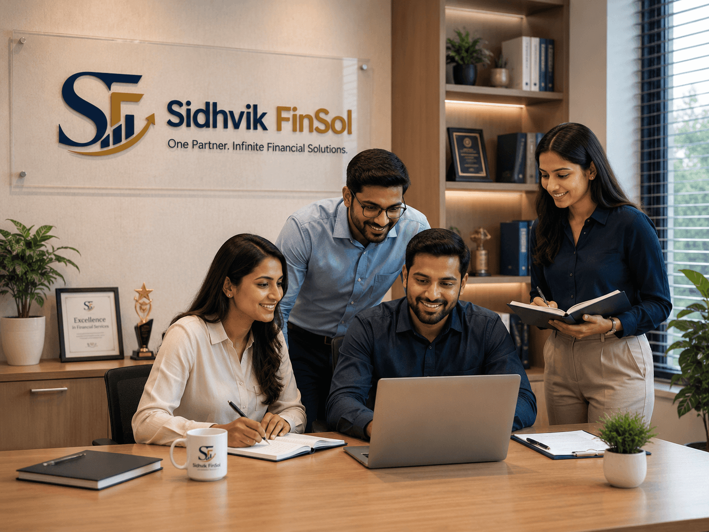 The Sidhvik FinSol team reviewing a customer's requirement together in their office